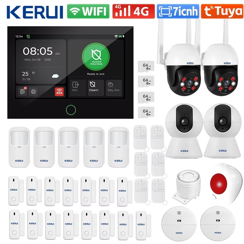 KERUI Tuya WiFi4G Smart Home Alarm System With 7Inch Touch Screen Panel G70 7
