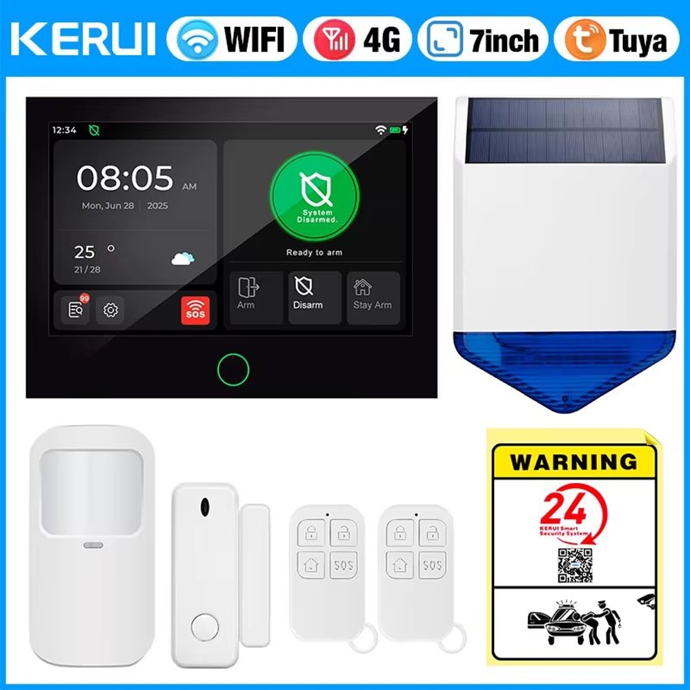 KERUI 4G WiFi Smart Home Alarm System With 7Inch IPS Touch Screen Panel 11