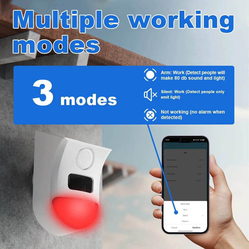 Solar PIR Outdoor WiFi Alarm With Tuya App Control Wireless Siren And Waterproof Strobe 1