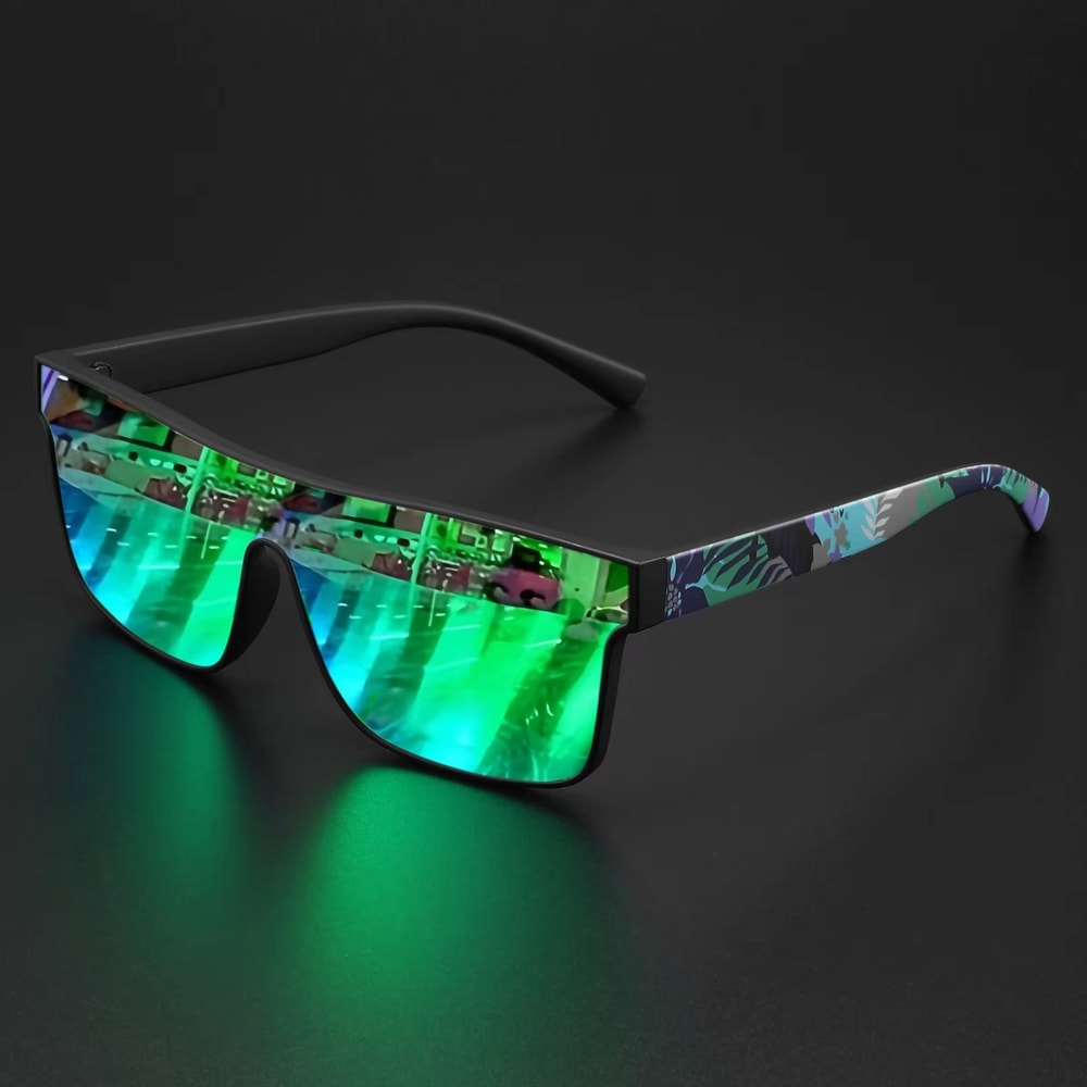 Colorful Square Sports Sunglasses UV400 With Patterned Temples Unisex Outdoor Eyewear 12