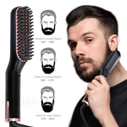 men's electric beard straightener with negative ion hair brush for wet & dry styling