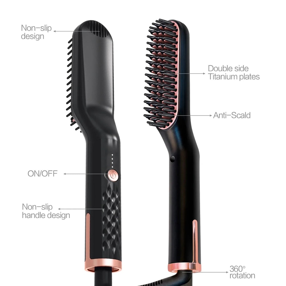 Mens Electric Beard Straightener With Negative Ion Hair Brush For Wet Dry Styling 5