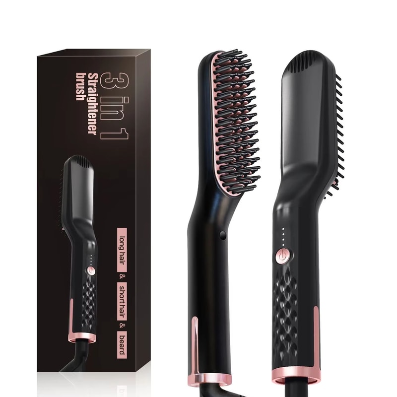 Mens Electric Beard Straightener With Negative Ion Hair Brush For Wet Dry Styling 6