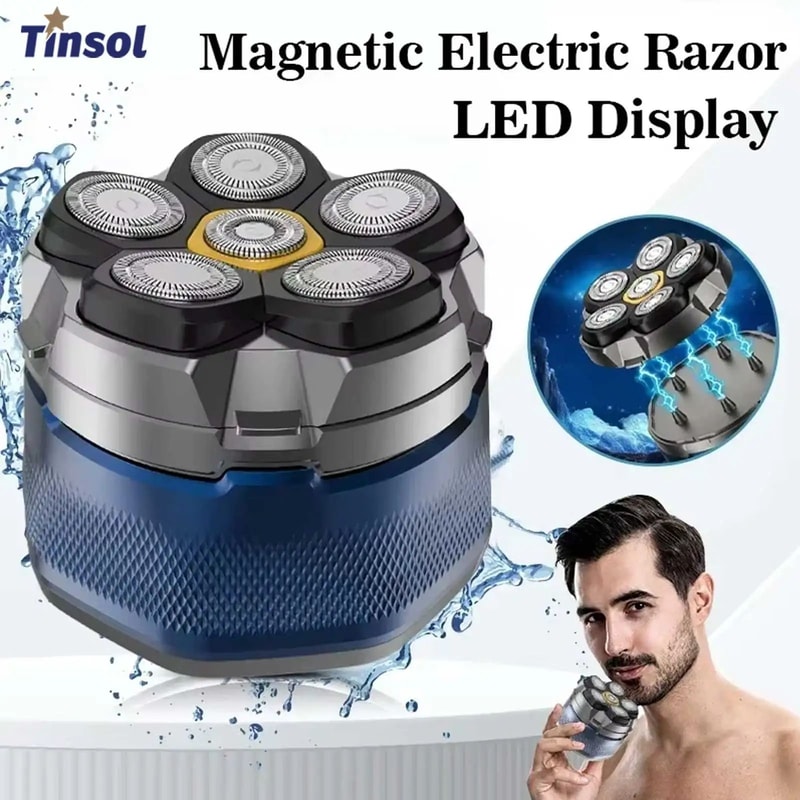 TINSOL Titanium Electric Head Shaver For Bald Men With 6D Magnetic Razor 0