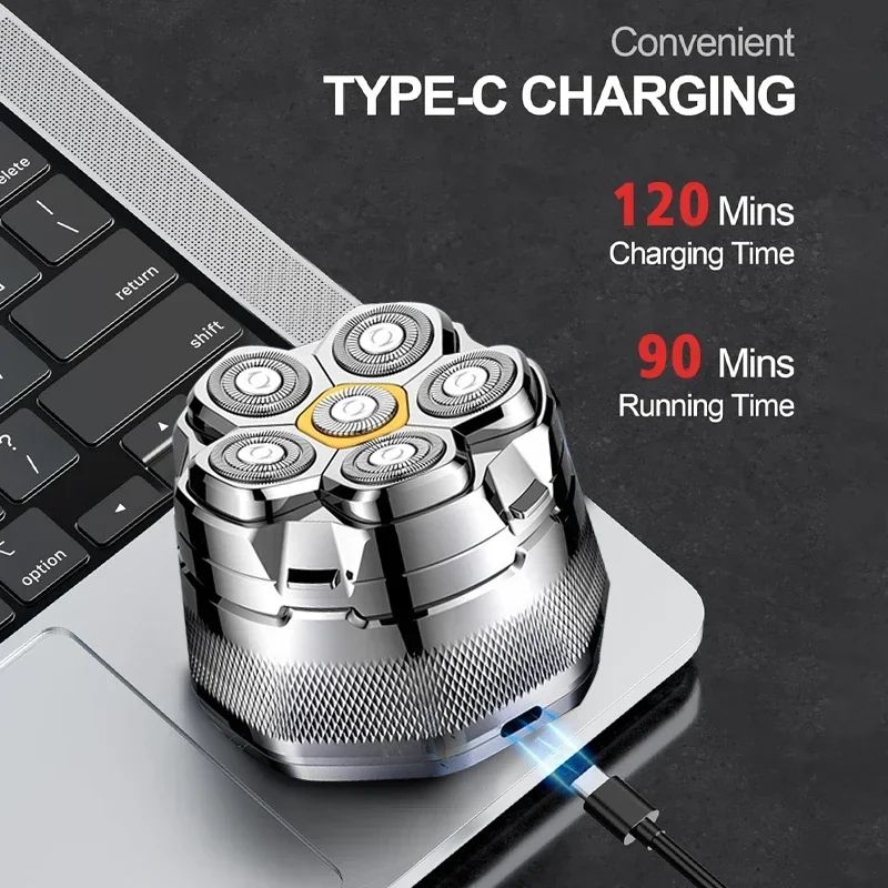 TINSOL Titanium Electric Head Shaver For Bald Men With 6D Magnetic Razor 5