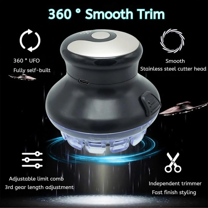 2025 Round Wireless Hair Clipper With LED Display And Adjustable Length 3