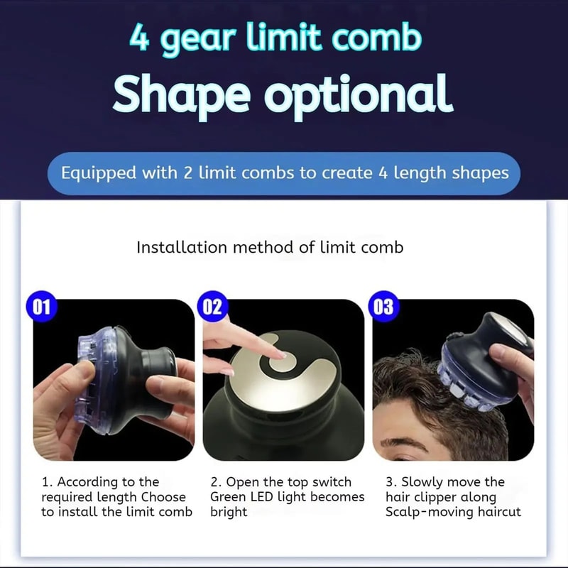 2025 Round Wireless Hair Clipper With LED Display And Adjustable Length 4