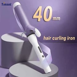 tinsol 40mm professional ceramic j-shape rotating big wave curling iron