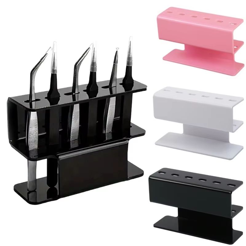 TINSOL 6Hole Acrylic Tweezer Storage Rack Professional Eyelash Extension Display Stand 0