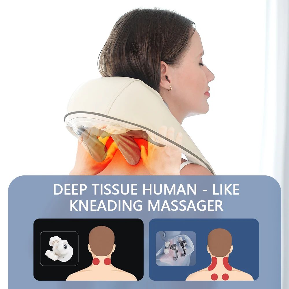 TINSOL 26W Brushless Motor Wireless Neck And Shoulder Massager Deep Kneading Shawl For Relaxation 4