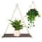 TINSOL WallHanging Wooden Flower Pot Storage Rack With Rope 4