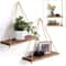TINSOL WallHanging Wooden Flower Pot Storage Rack With Rope 7