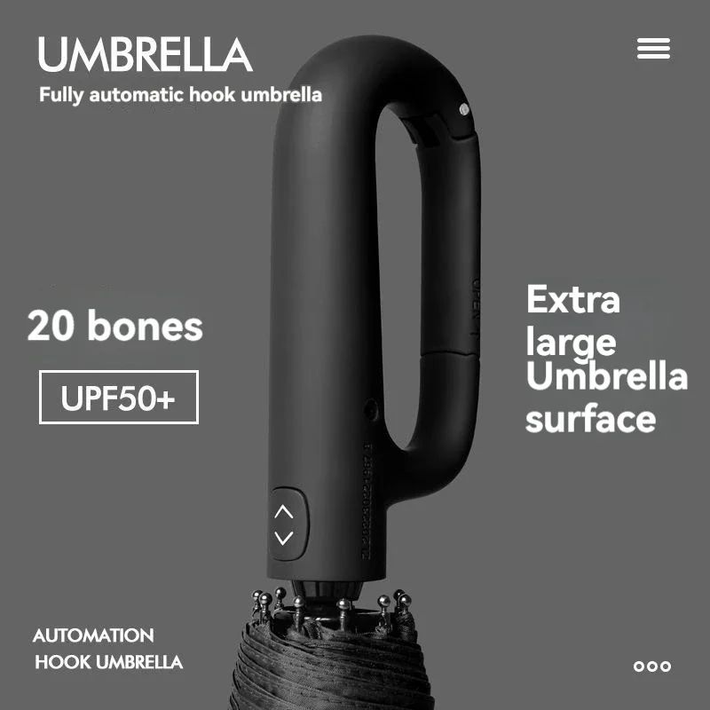 TINSOL Fully Automatic Ring Buckle Umbrella Extra Large Strong Windproof Sun Rain Protection 2