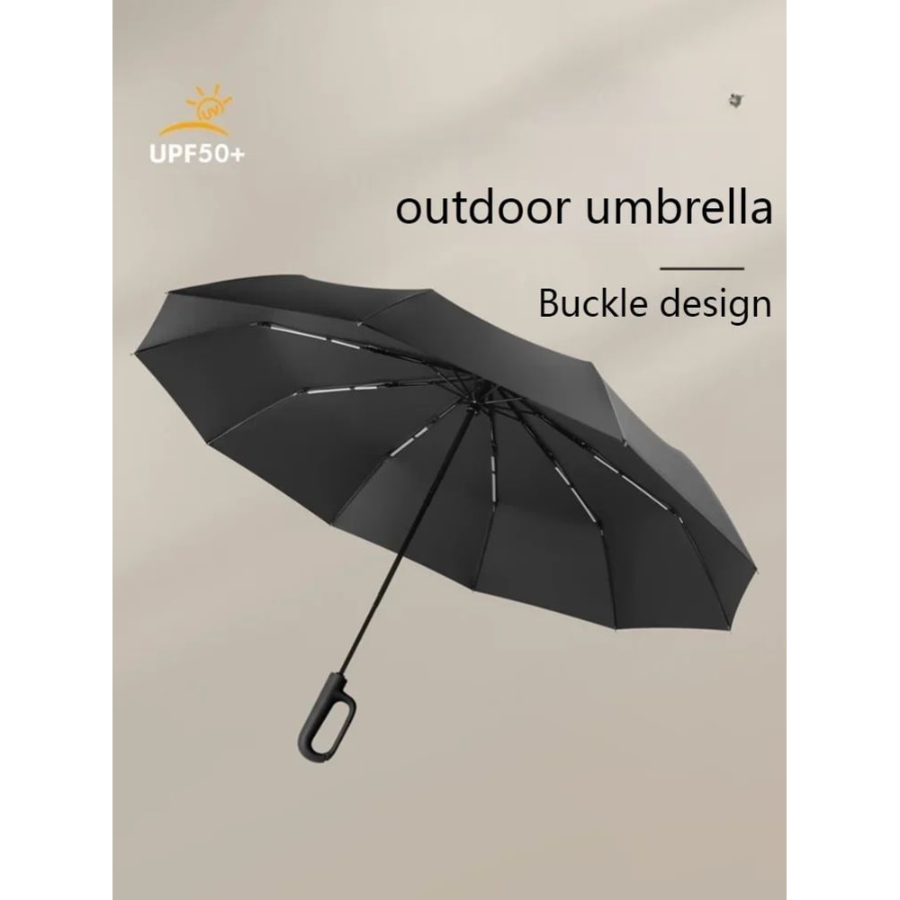 TINSOL Fully Automatic Ring Buckle Umbrella Extra Large Strong Windproof Sun Rain Protection 5