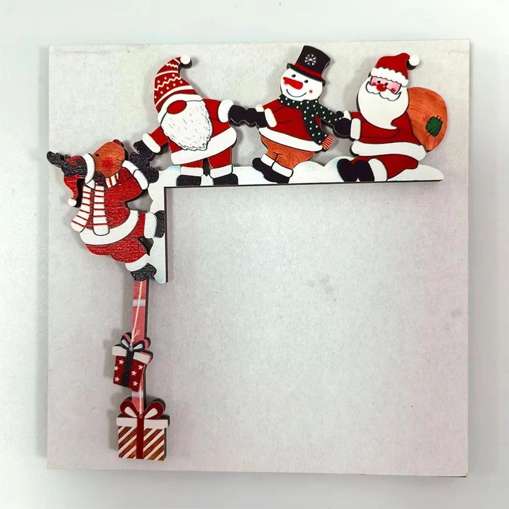 TINSOL Christmas Door Corner Decor Santa Snowman Reindeer Wooden Frame Ornament 4