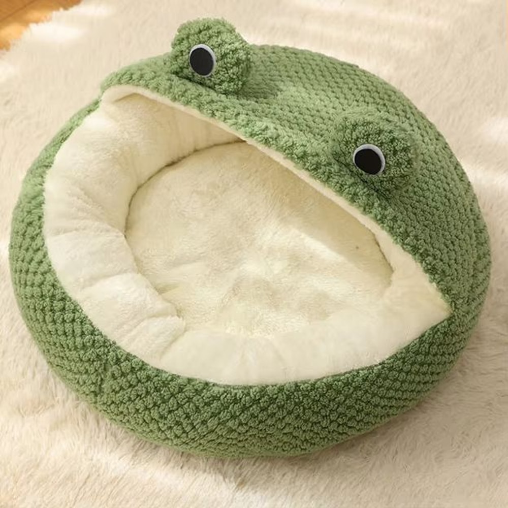 Plush Frog Shaped Winter Warm Pet Nest For Small Dogs And Cats 4