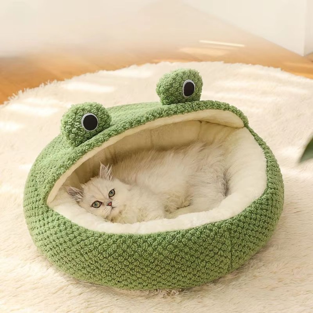 Plush Frog Shaped Winter Warm Pet Nest For Small Dogs And Cats 7