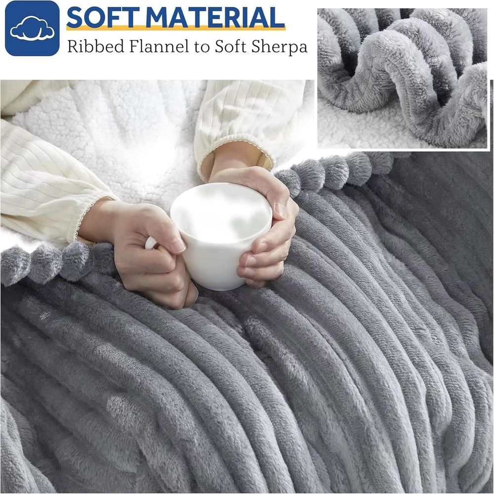Soft Striped Electric Heated Blanket 50x60in With Adjustable Heat And Timed Shutoff 2