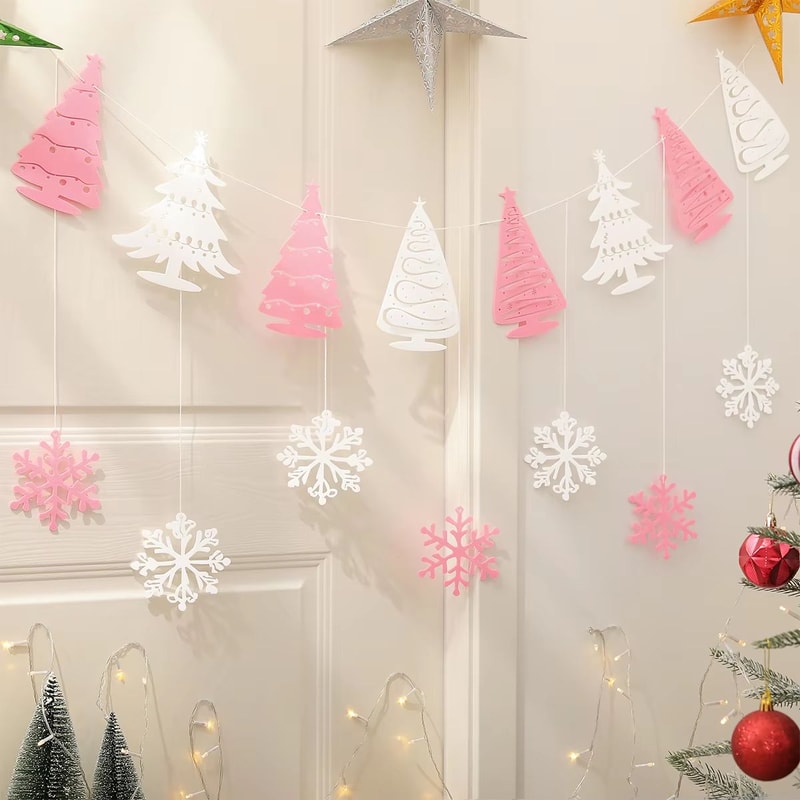 Festive Snowflake Christmas Party Banner And Garland Decoration 9
