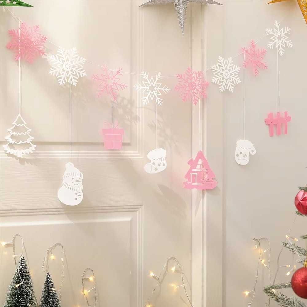 Festive Snowflake Christmas Party Banner And Garland Decoration 11