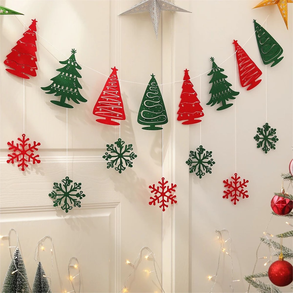Festive Snowflake Christmas Party Banner And Garland Decoration 2