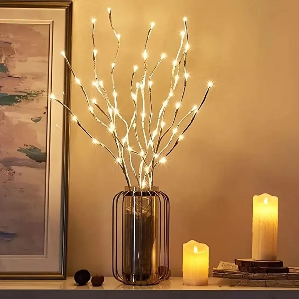 White Birch Branch LED Festive Lights Battery Operated Outdoor Decorative Twig Lights 3