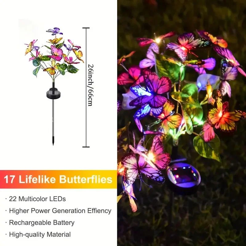 Solar LED Butterfly Flower Lights Outdoor Garden Waterproof Landscape Lamp 4