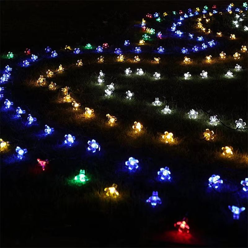 Solar Fairy String Lights Sakura Peach Flower LED Outdoor Garden Decor 4