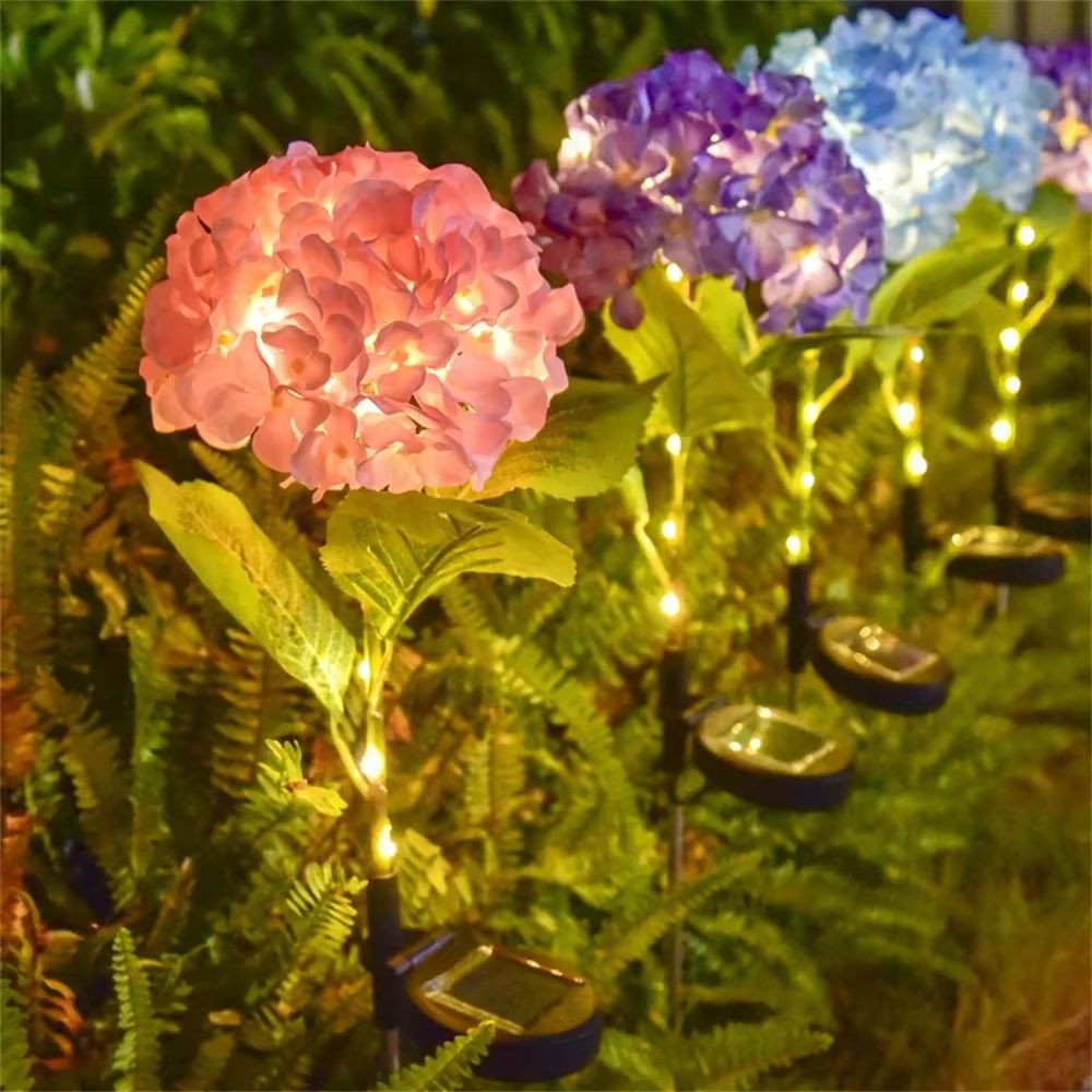 Solar Garden Hydrangea LED Outdoor Stake Lights Waterproof Decorative 1