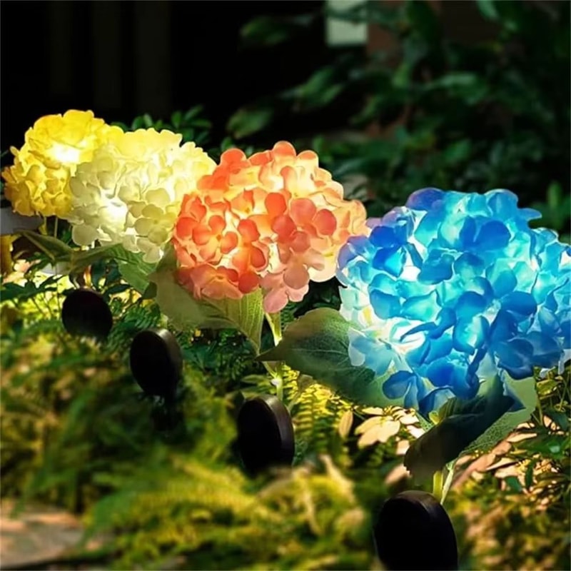 Solar Garden Hydrangea LED Outdoor Stake Lights Waterproof Decorative 2