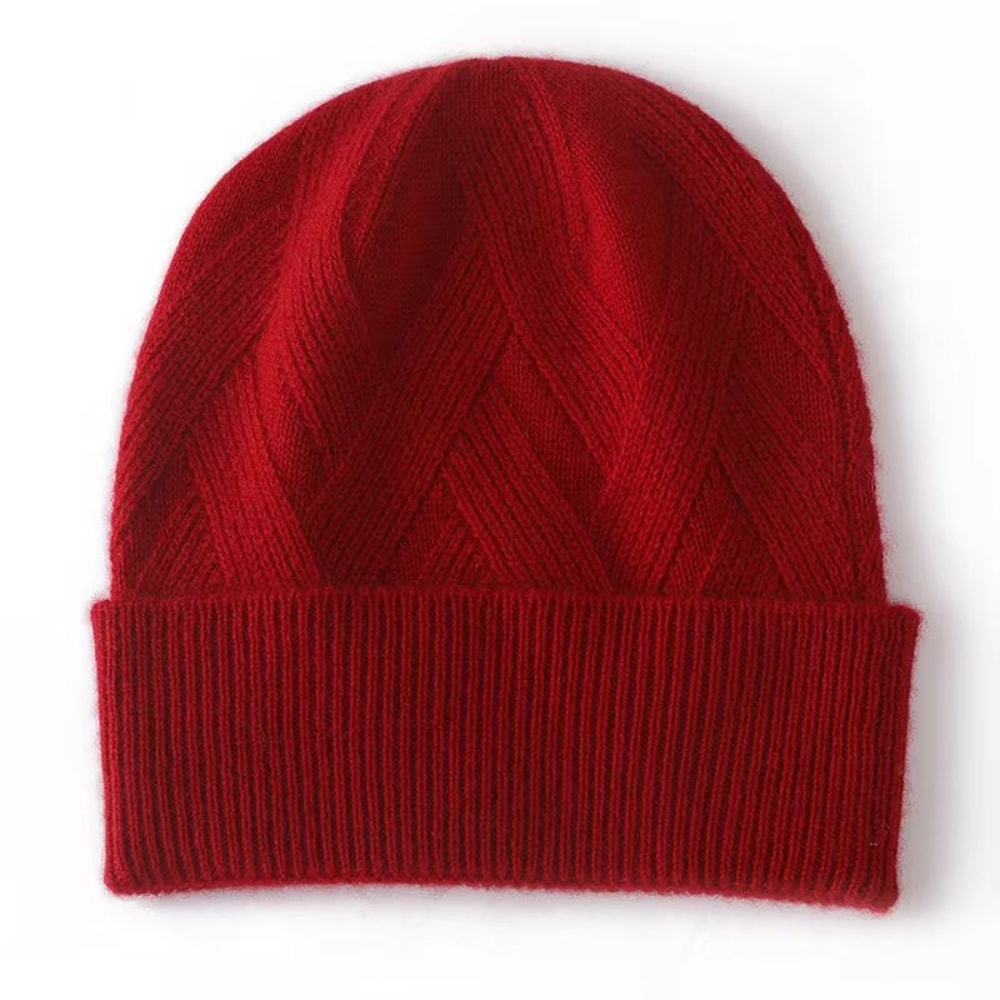 100 Pure Cashmere Knitted Womens Winter Hat Soft Warm Fashion Cap 8