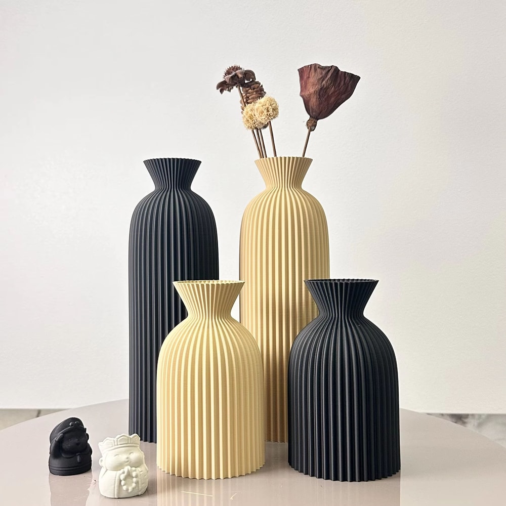 2Piece Wavy Pattern Art Dry Vases Decorative Home Desktop Ornament 2