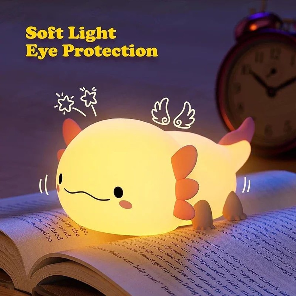 Axolotl Silicone Rechargeable Night Light Touch Table Lamp For Kids 4