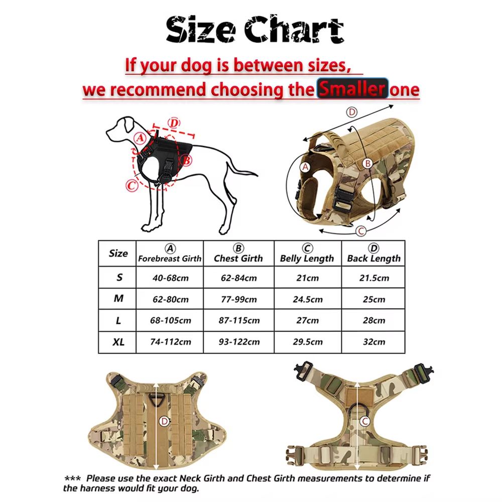 Tactical Dog Harness With MOLLE Pouch And Leash For Large Dogs 5