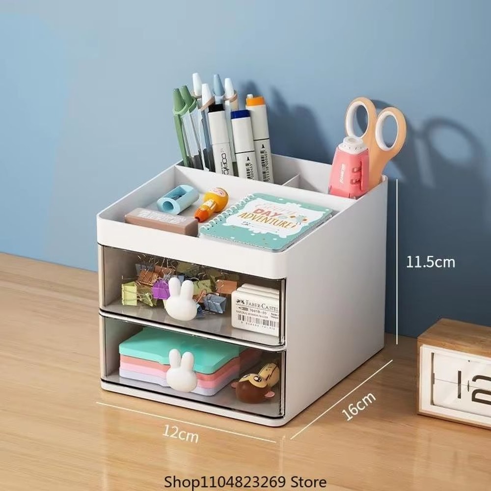 Small Desk Organizer With Drawer MultiCompartment Desktop Storage Box 4