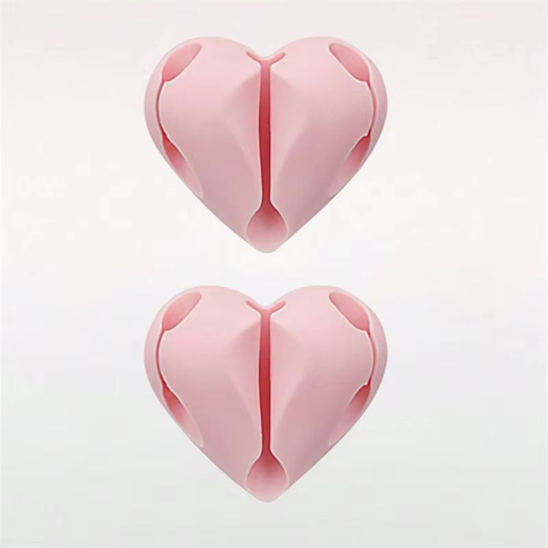 Heart Shaped Mini Cable Winder Organizer 2 Pack Adhesive Cord Holder For Desk Car And Home 9