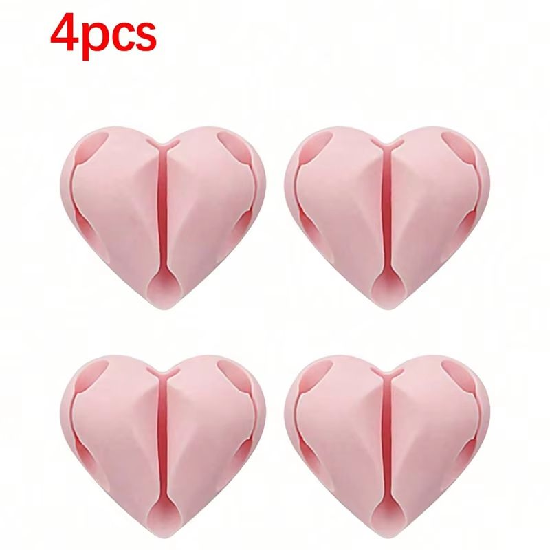 Heart Shaped Mini Cable Winder Organizer 2 Pack Adhesive Cord Holder For Desk Car And Home 10
