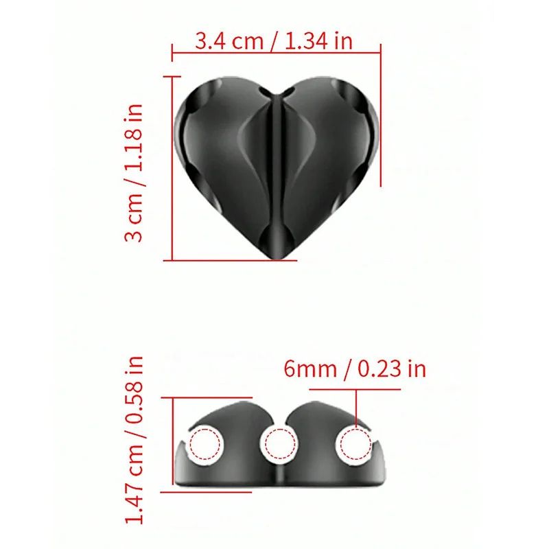 Heart Shaped Mini Cable Winder Organizer 2 Pack Adhesive Cord Holder For Desk Car And Home 4