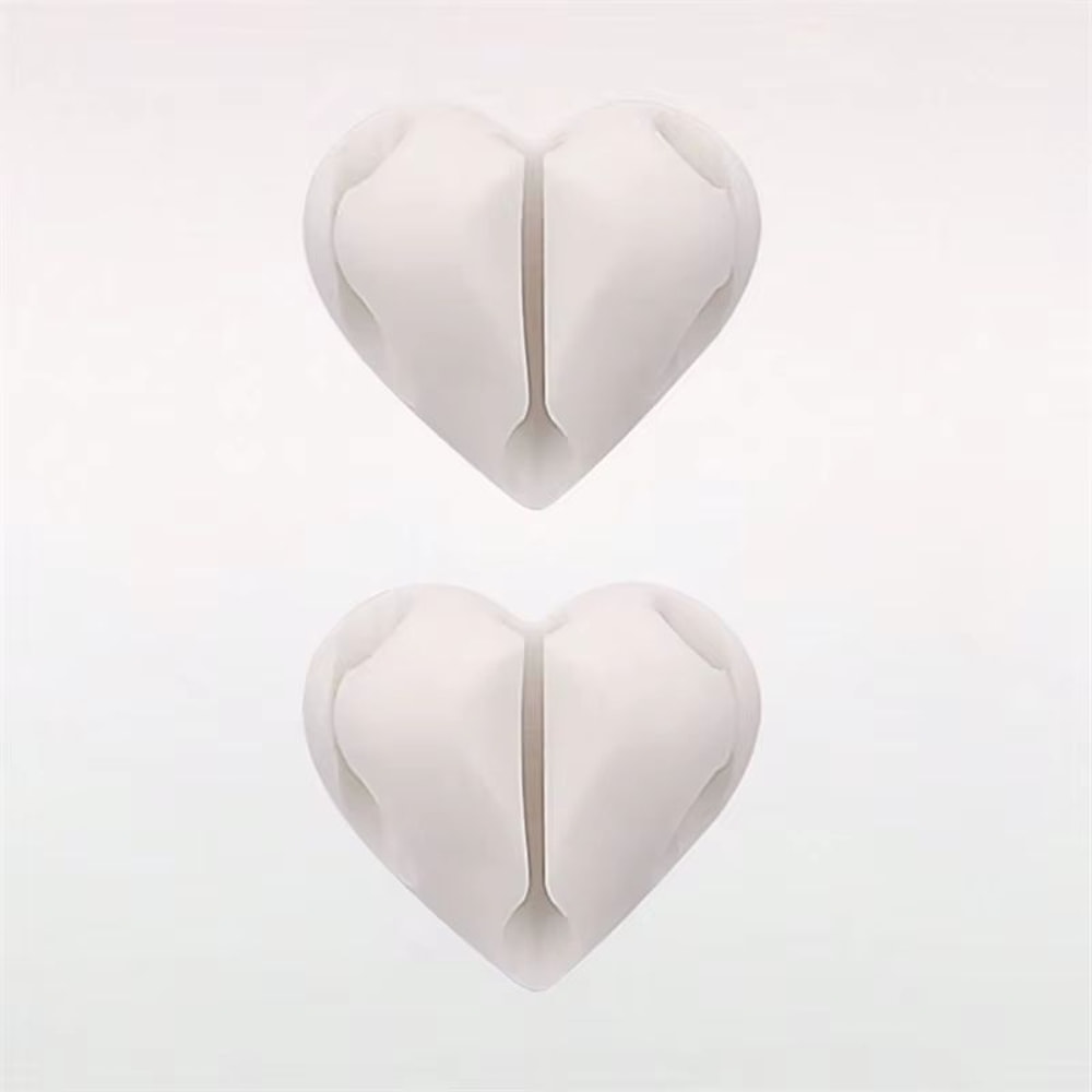 Heart Shaped Mini Cable Winder Organizer 2 Pack Adhesive Cord Holder For Desk Car And Home 6