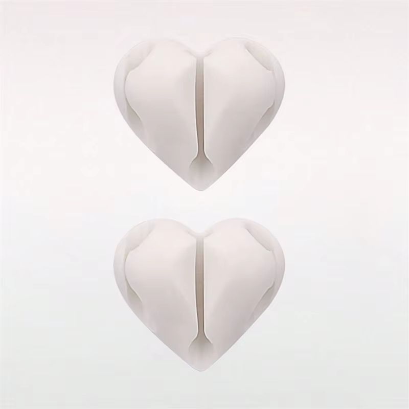 Heart Shaped Mini Cable Winder Organizer 2 Pack Adhesive Cord Holder For Desk Car And Home 6