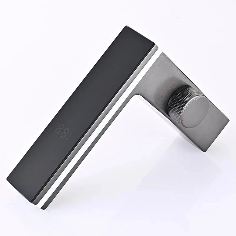 Digital Display Bathroom Faucet LED Brass Deck Mounted Hot And Cold Sink Mixer Tap 5