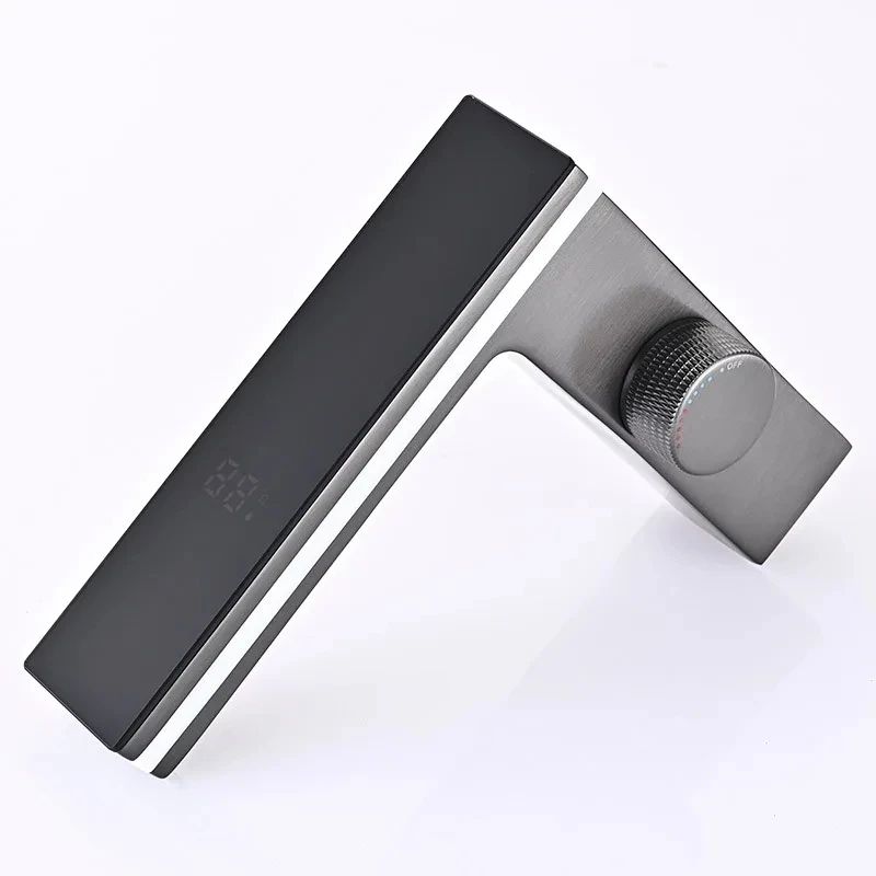 Digital Display Bathroom Faucet LED Brass Deck Mounted Hot And Cold Sink Mixer Tap 5