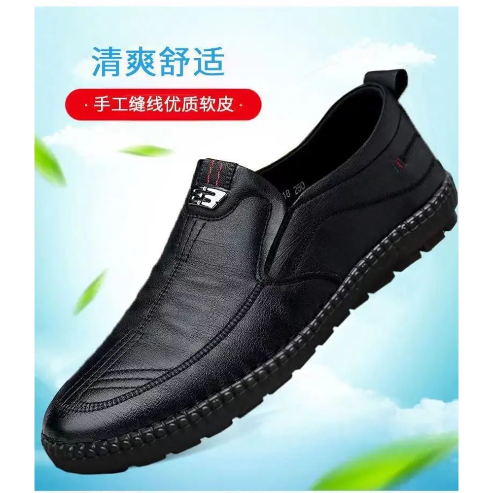 Mens Slip On PU Leather Loafers Non Slip Breathable Casual Driving Shoes For Work 2