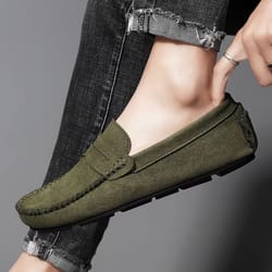 men's suede casual slip on loafers breathable driving and boat shoes