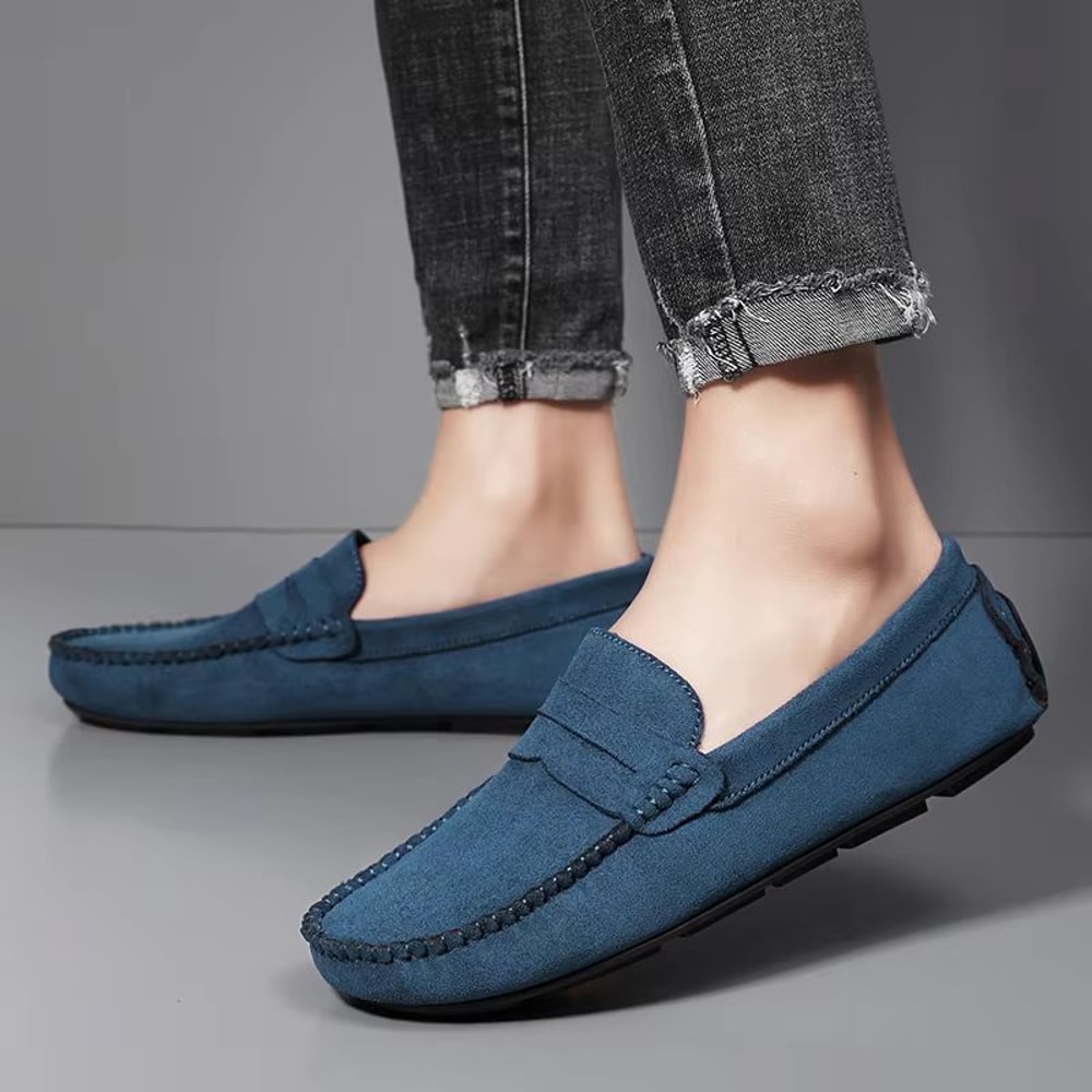 Mens Suede Casual Slip On Loafers Breathable Driving And Boat Shoes 2
