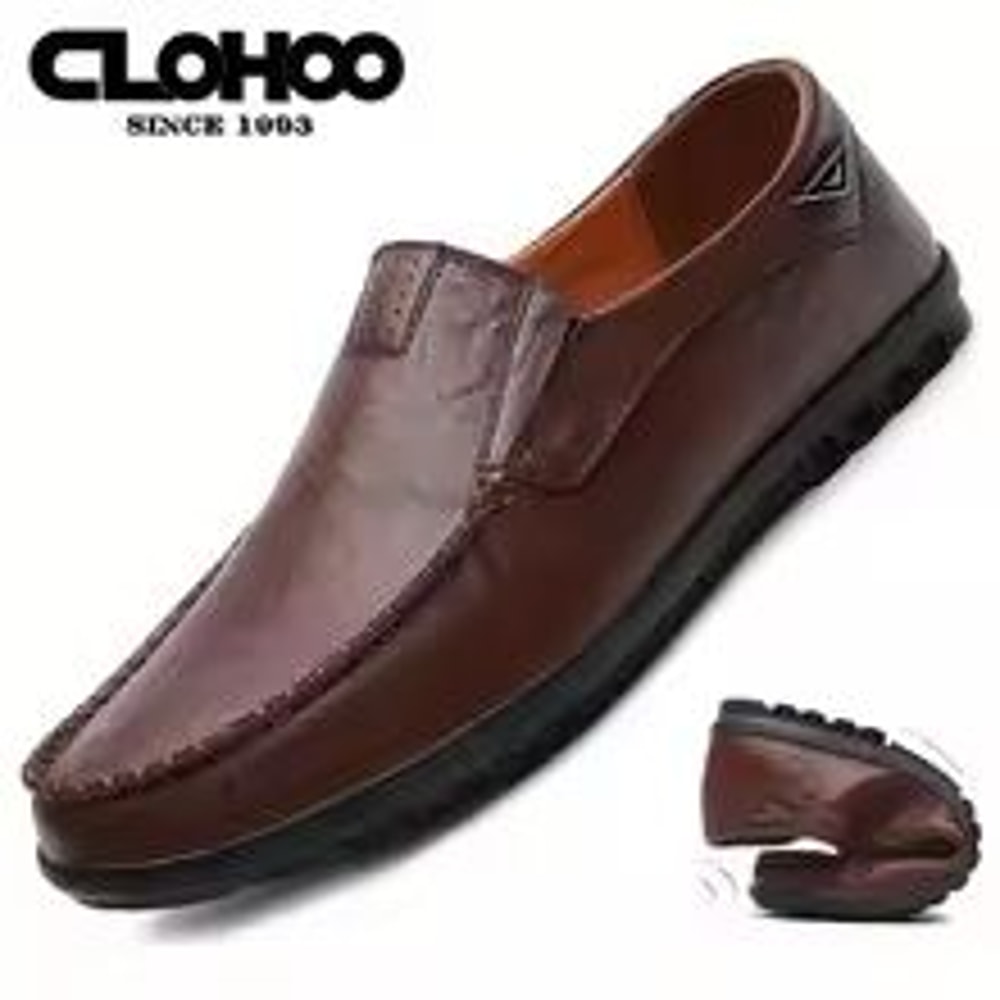 CLOHOO Handmade Mens Loafers Anti Slip Leather Slip On Driving And Business Casual Shoes 7