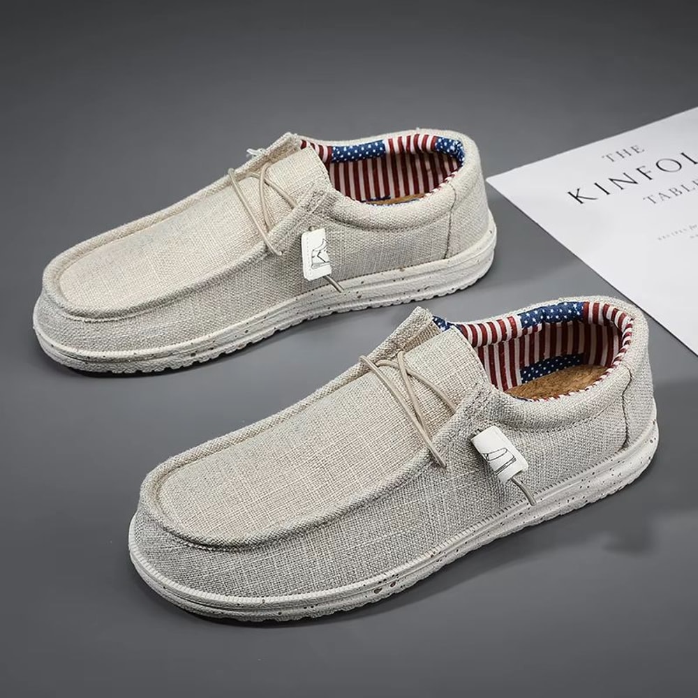 Mens Canvas Loafers Lightweight Breathable Slip On Walking Shoes Vulcanized Flats 6