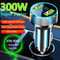 300W Super Fast Car Charger With Voltage Display Multi Device USB Charging Adapter 0