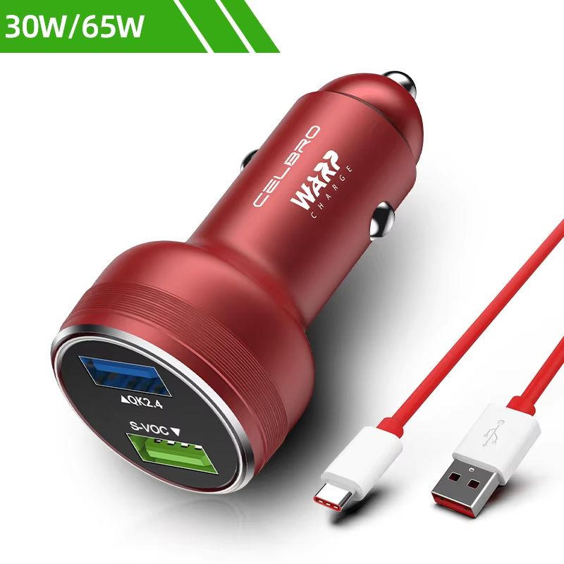 OnePlus Dual USB Car Charger 80W Super Fast SuperVOOC Warp Charge Adapter 15