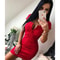 Solid V Neck Knit Bodycon Mini Dress For Women 3